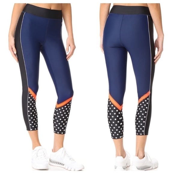 P.e Nation Down The Wire High Waisted Blue Star Printed Leggings - Picture 2 of 10